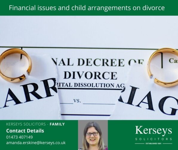 Financial issues and child arrangements on divorce